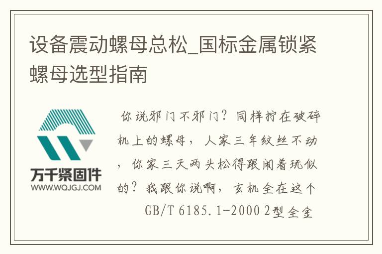 設(shè)備震動(dòng)螺母總松_國標(biāo)金屬鎖緊螺母選型指南